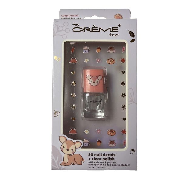 The Crème Shop Nail Sticker Cozy Treats Easy Apply 50 Nail Decals + Clear Polish - Picture 1 of 3
